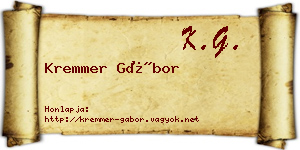 Kremmer Gábor névjegykártya